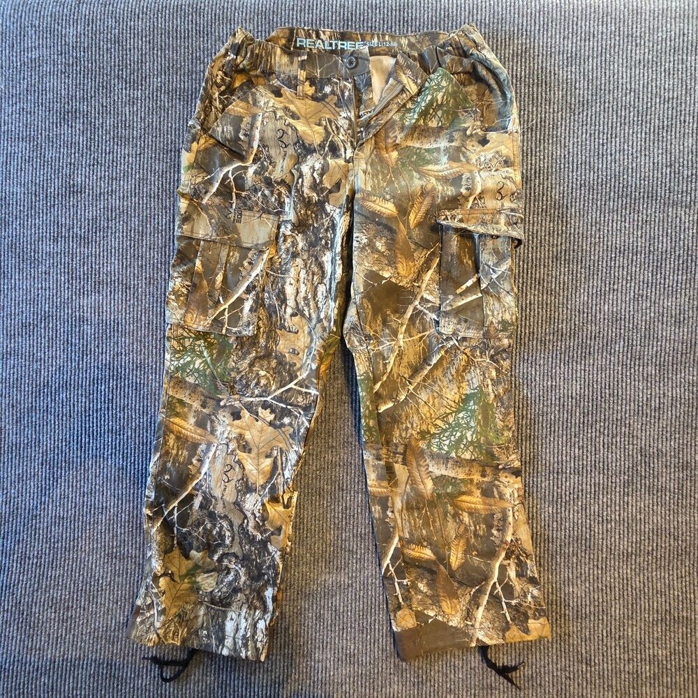 Realtree Camouflage Cargo Hunting Pants, Youth L 12-14